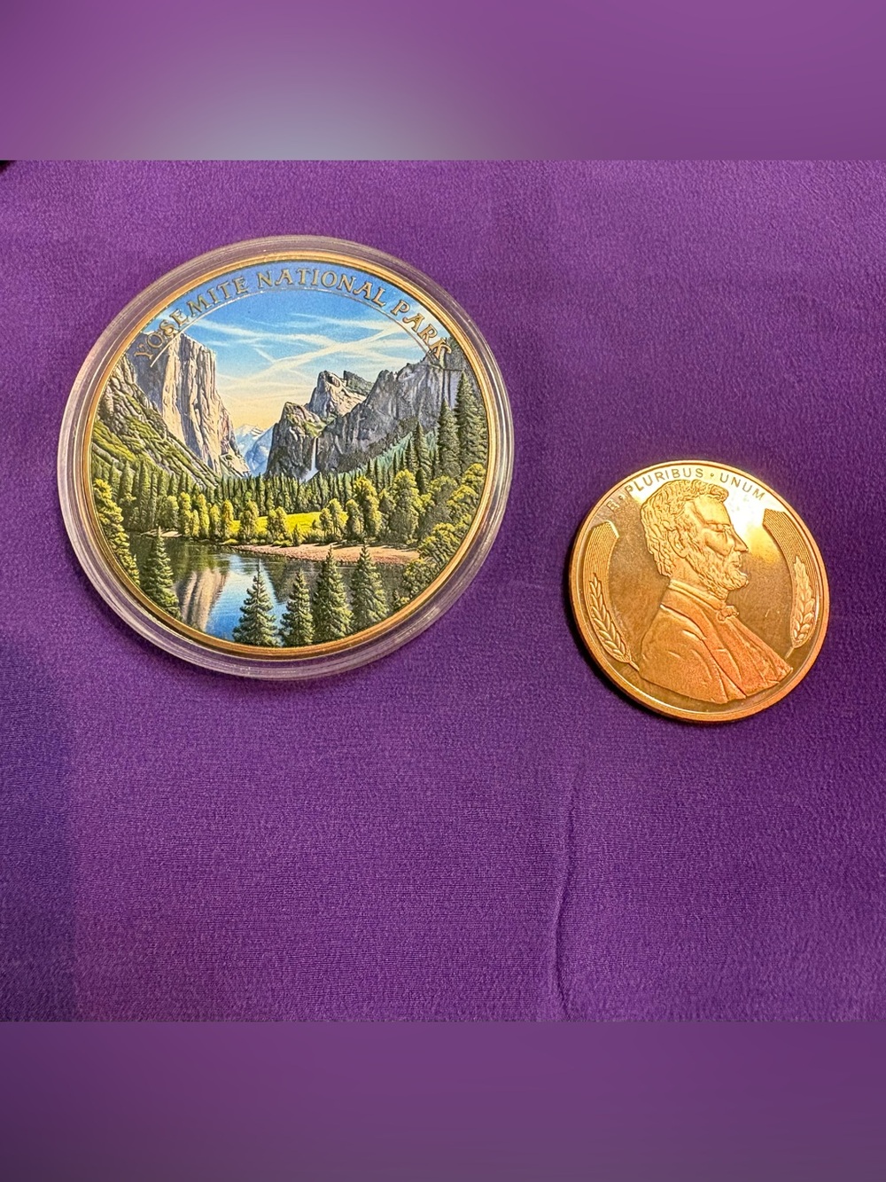 Yosemite National Park Colorized 5oz Copper Round Coin And 1oz Copper Coin